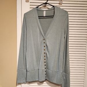 Zenana XL Blue Gray snap cardigan